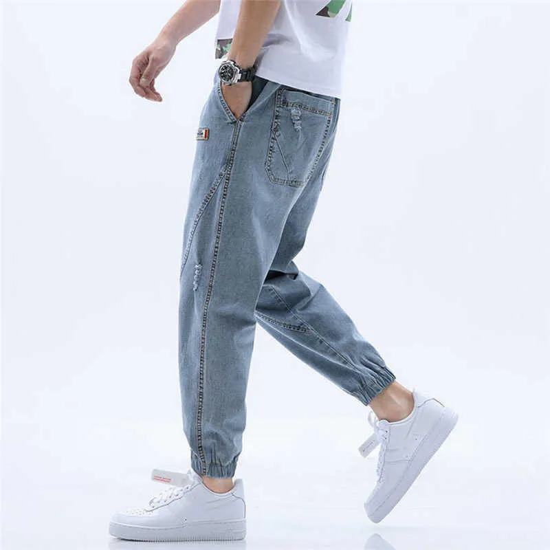 Jeans män 2020 Nya lösa harembyxor tvättade denim fyra säsong utomhus manliga streetwear mode komfortbyxor jeans para hombre x278k