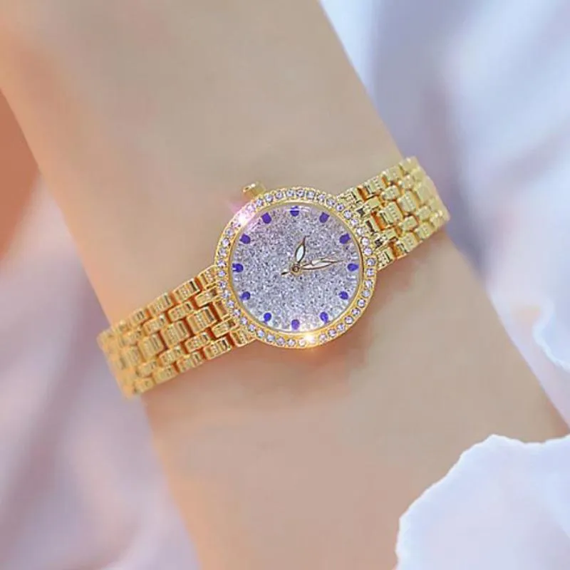 Orologi da polso 2021 Bs Bee Sister Orologio al quarzo con diamanti di lusso Donna Oro rosa Donna Acciaio inossidabile Polso impermeabile Cristallo Unique2754