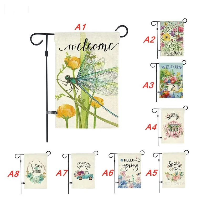 Spring Garden Flag cortile bandiera di benvenuto casa Outdoor stampa fronte-retro Dragonfly auto Banner Bandiere 32 stile T2I51930