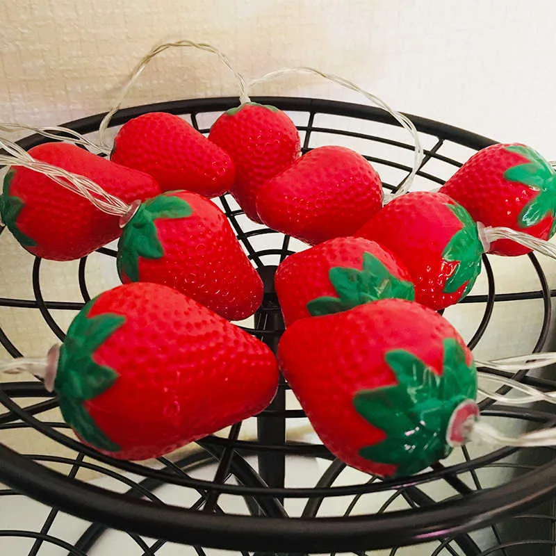 Fruit Strawberry Shaped Light String Creative Children's Room Indoor and Outdoor Decorative Lights Y0712