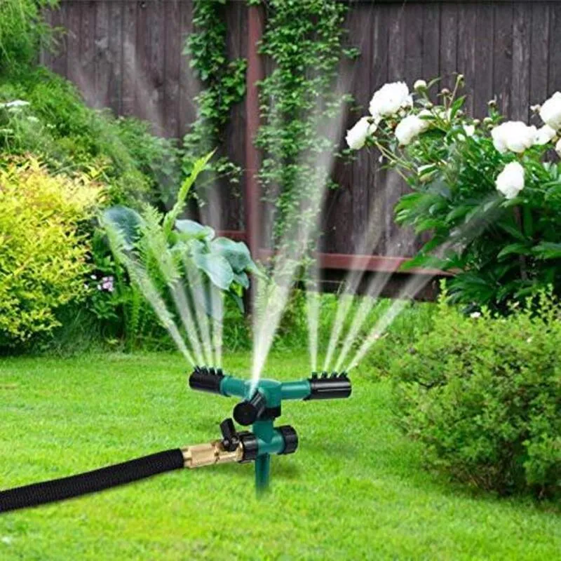 Bewässerungsgeräte Dreiarmiger automatischer Sprinkler 360-Grad-Rotationssprühkopf Gartengewächshaus Gartenrasenbewässerung