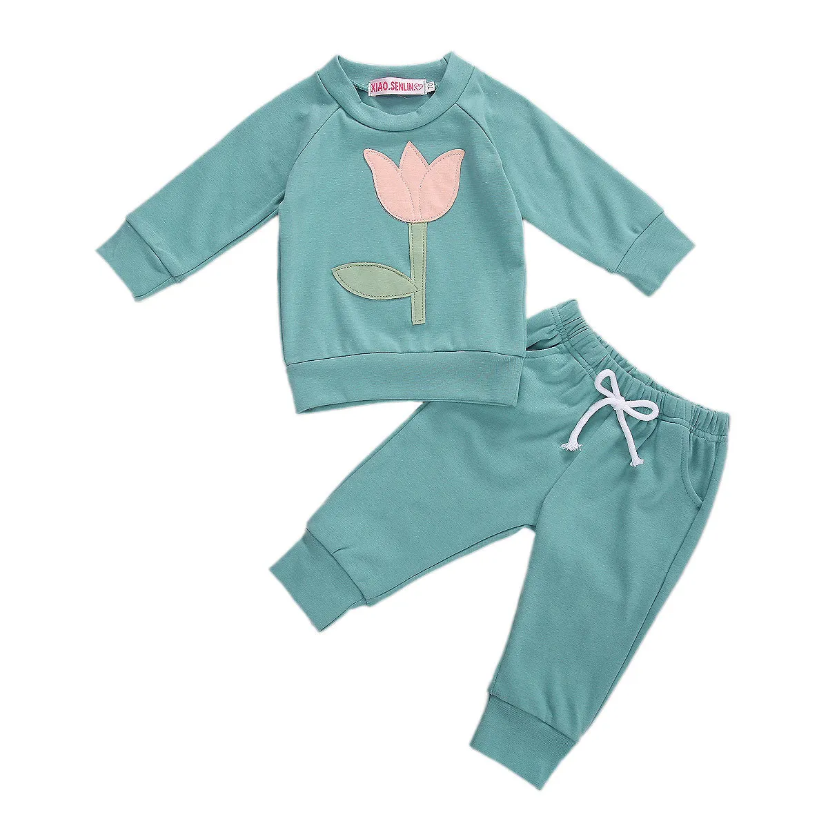 0-3Y Bambino nato Neonate Vestiti Set Manica lunga Fiore T-shirt Pantaloni Autunno Inverno Abiti 210515