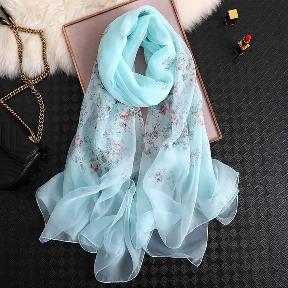 Fashion Women Silk Scarf Female Luxury Brand Print Flower Butterfly Foulard Shawls and Scarves Beach Sunscreen Pashmin Plus