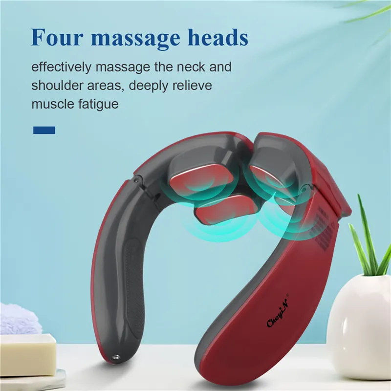 Smart Electric Neck Shoulder 12 Modes MassagerTENS Riscaldamento senza fili Cervical Relax Strumento di massaggio antidolorifico