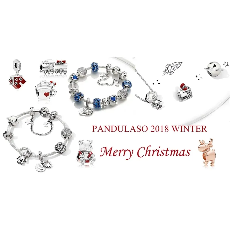 Christmas lodowe rzeźba Dangle urok Pasuje 925 Sterling Silver Original Bransoletki dla Kobiety DIY Koraliki Do Tworzenia Biżuterii