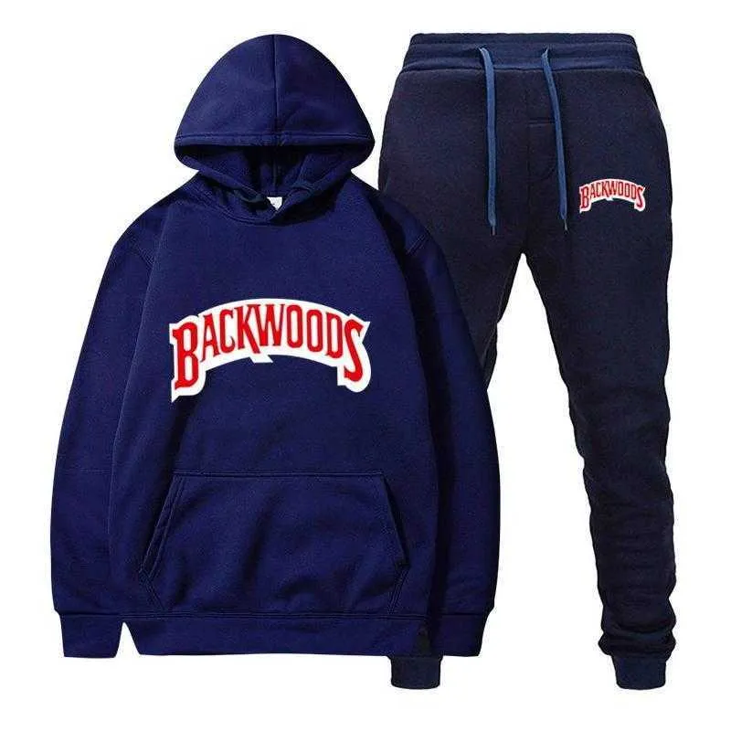 Mode Märke Backwoods Mäns uppsättning Fleece Hoodie Pant Tjock Varm TrackSuit Sportkläder Hooded Track Passar Male Sweatsit TrackSuit H0831