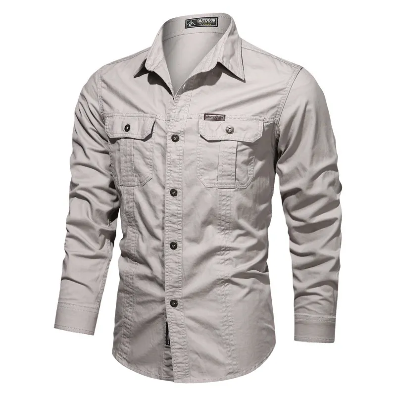 Camisa informal para hombre, 5XL, 6XL, sobrecamisa militar de algodón para hombre, ropa de marca, blusa de ocio AF1388 220309