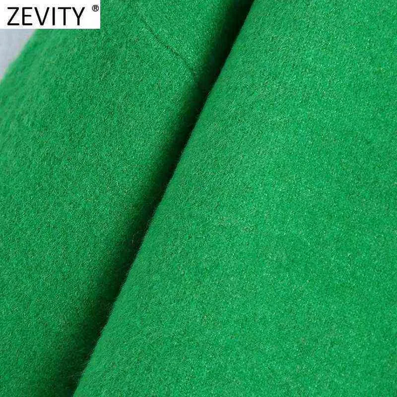 Zevity Women Simply Mock Neck Tinta unita Colore verde Maglione lavorato a maglia casual Donna Chic Basic Pullover manica lunga Marca Top SW900 211103