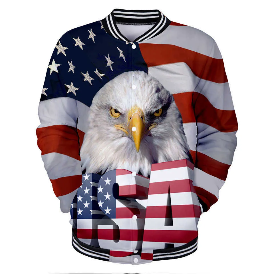 Amerikanska flaggan örn 3d tryckt jacka kappa män kvinnor högkvalitativa streetwear sweatshirt mode usa flagga jackor kläder x0621