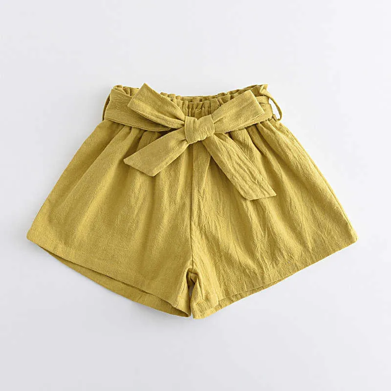 Bear Leader Girls Summer Solid Shorts Mode Baby Meisje Bowtie Sjeres Broek Kinderen Casual Losse Kleding 3 Stks 3-7Y 210708