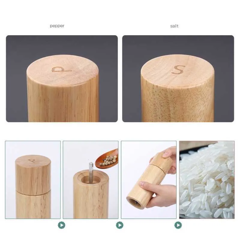 木製の塩とペッパーグラインダーセットシェーカー210712