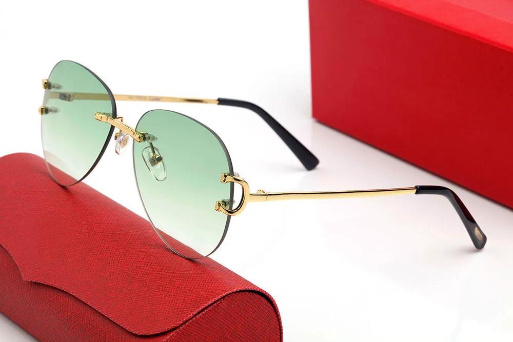 Classic Mens Sunglasses Brand Design UV400 Eyeglasses Metal Gold Frame Sun glasses Men Women Tiny wire Alloy Eyewear Frames With R270r