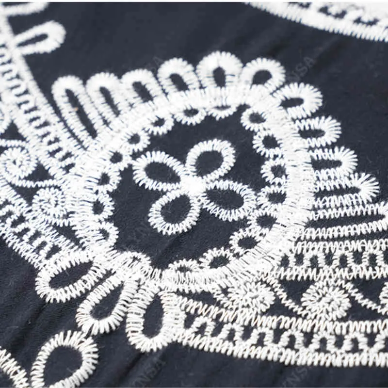 インディーフォーク刺繍ビキニカバーアップセクシーなフロントオープン3四半期スリーブロングキモノカーディガンプラスサイズの女性ビーチウェアQ879 210420