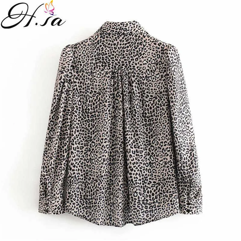 HSA Fashion Leopard Women Printing Tops Blush de manga comprida Camis Blusas Blusas Spring Camisa elegante Chic tops 210716