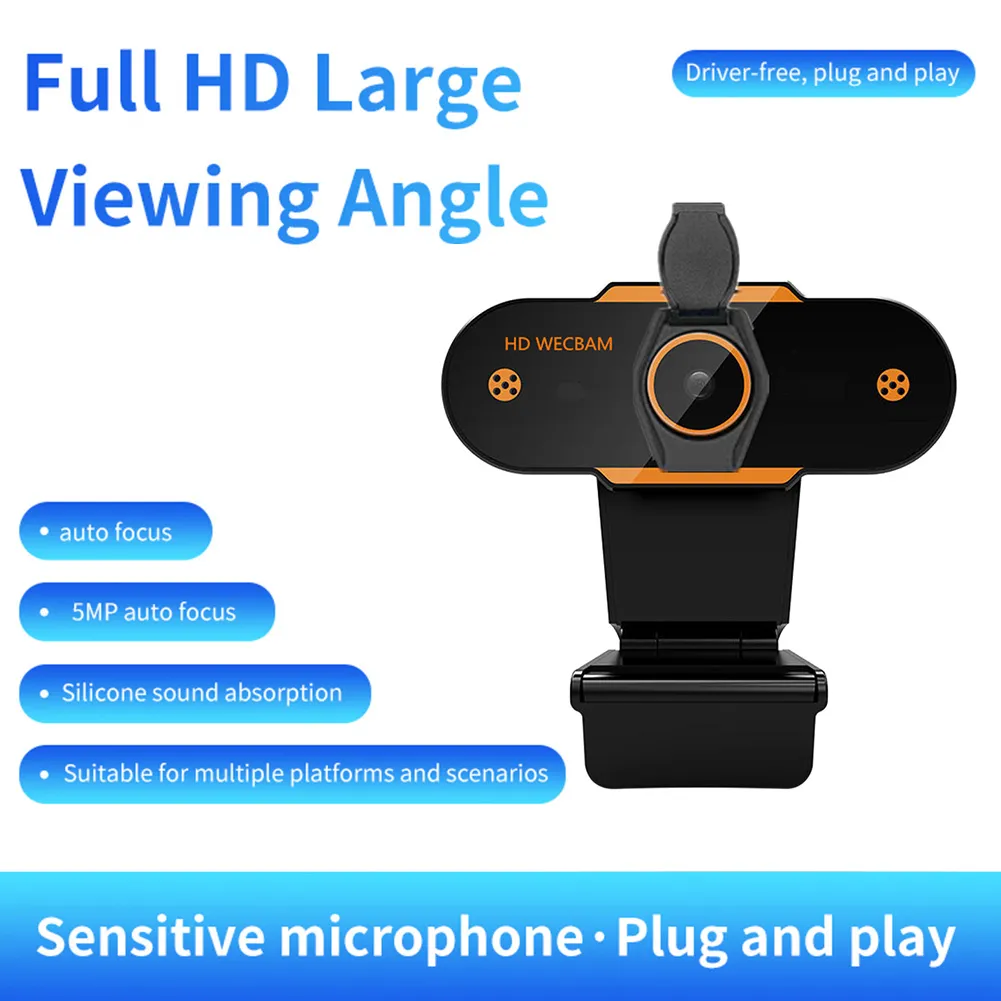 1080p HD USB2.0 Webkamera Dator PC-webbkamera med mikrofon onlineundervisning Konferens Live Video Streaming Windows 7 8 10