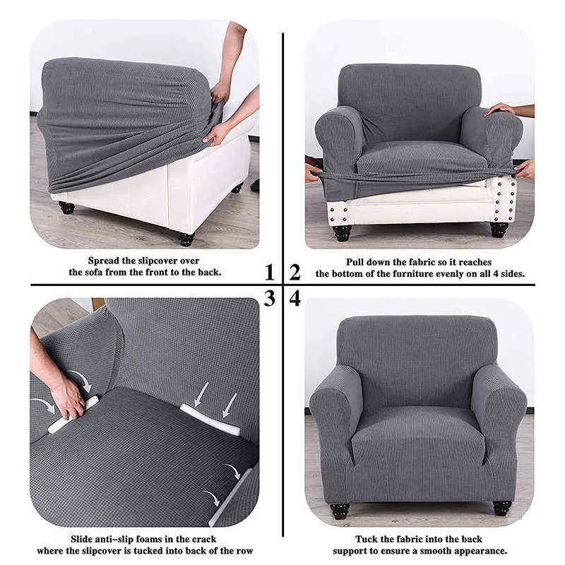 3 Fabric Types Of Armchair Elastic Sofa Cover For Living Room Stretch Furniture Slipcover For Chairs 1 Seat Sofa Cover Case 211102