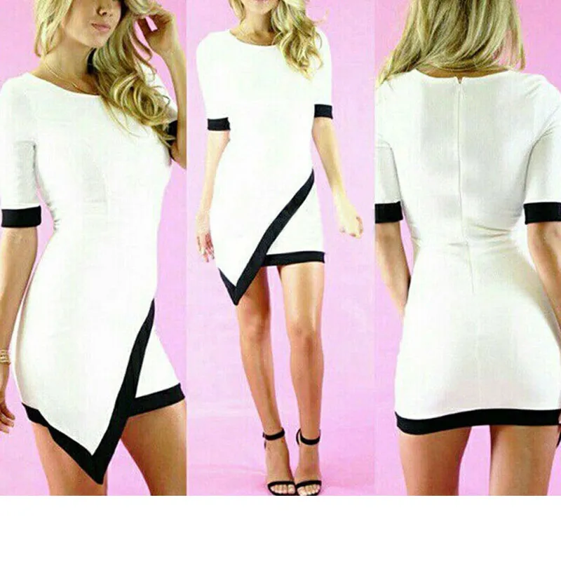 Kayotuas Women Dress Sexy Party Mini Bandage Bodycon Half Sleeve Evening Ladies Cocktail Clubwear Round Neck Fashion Clothing 210522