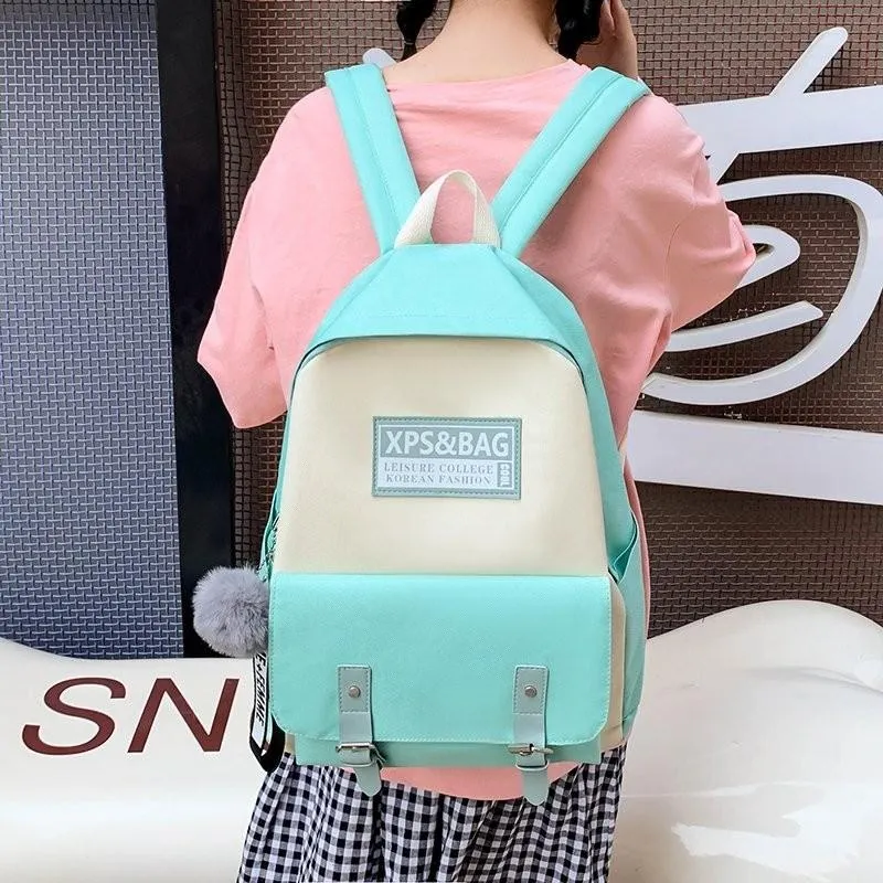 Casual Backpacks Fashion Women Set School Bag Cute Korean College Shoulder Bags For Teenage Girls Kids Book263u