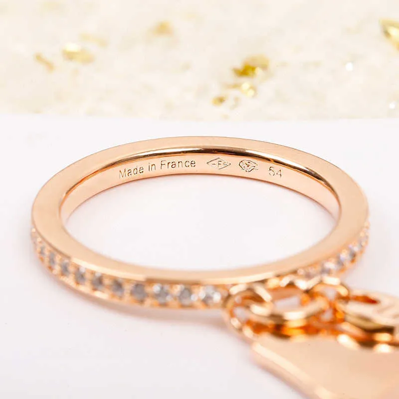 Märke Pure 925 Sterling Silver Jewelry for Women Key Lock Rings Rose Gold Wedding Luxury Brand Engagement Geometric Rings8581446