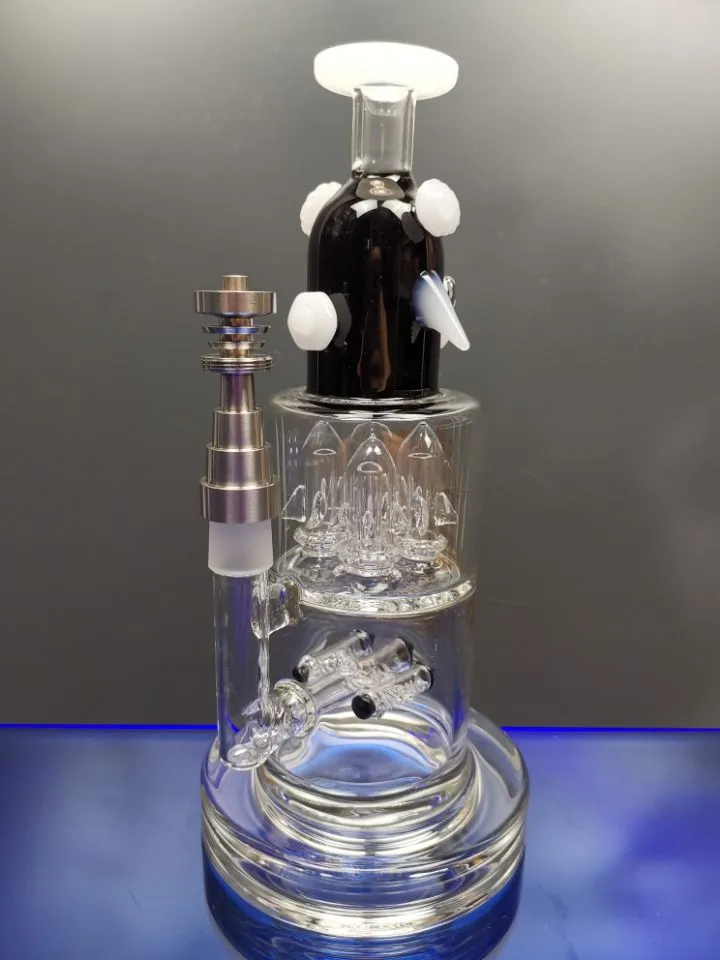 Glasbong mit dickem Boden, Brunnen, Perc-Recycler, Ölplattformen, Bongs, Doppelfunktion, Rauchglas, Ölbrenner, Rohr, berauschende Glasplattformen, Zeusartshop