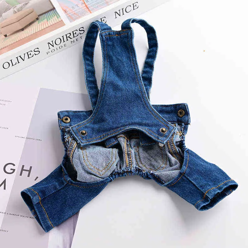Denim Dog Jumpsuit Pet Clothes For s Coat Jacket Jean French Bulldog Clothing Small s Chihuahua Yorkshire 211027