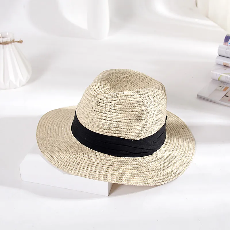 Cappelli da sole da spiaggia in paglia floscia estiva donna Cappello Panama classico a tesa larga sombrero paja chapeau femme paille ete chapeu feminino301t