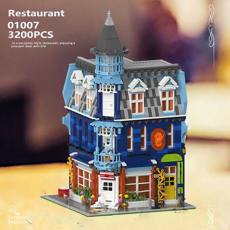 2020 NEW EUROPA Street Toy Store Dining Blommor Rum Livsmedelsbutik XB01010 Byggnadsblock Bricks Cities Leksaker för barn Julklappar X0902