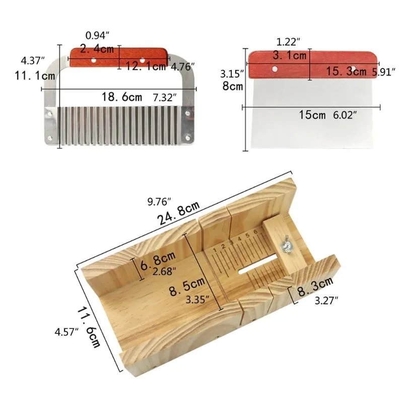 Ställ in trä tvål loaf cutter mögel och rektangel silikon l5ye bakbakningsverktyg228g