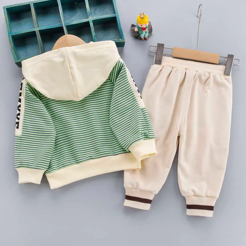 0-5 ans Spring Boy Vêtements Ensemble Casual Mode Active T-shirt rayé + Pantalon Kid Enfants Bébé Enfant 210615