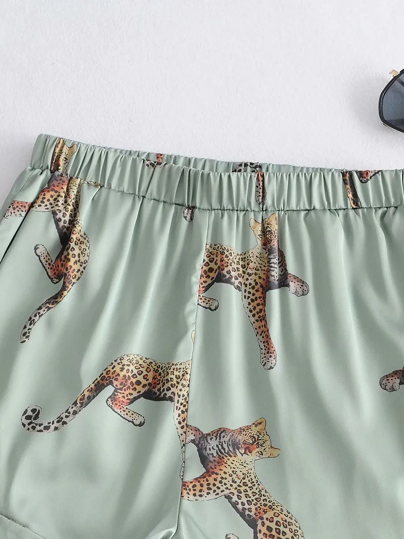 Toppies femmes pyjamas impression animale léopard femme vêtements de nuit décontracté shorts ensemble détente wome 210412