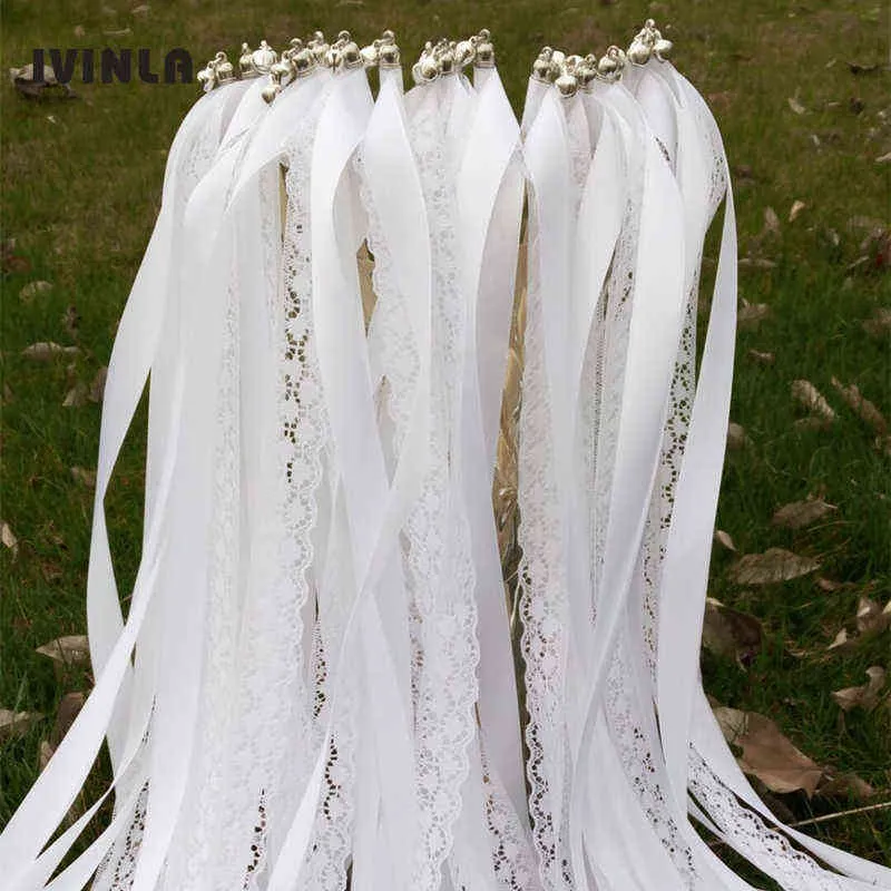 lotStyle Белая лента Свадебные палочки с серебряным колоколом Свадебная лента лента