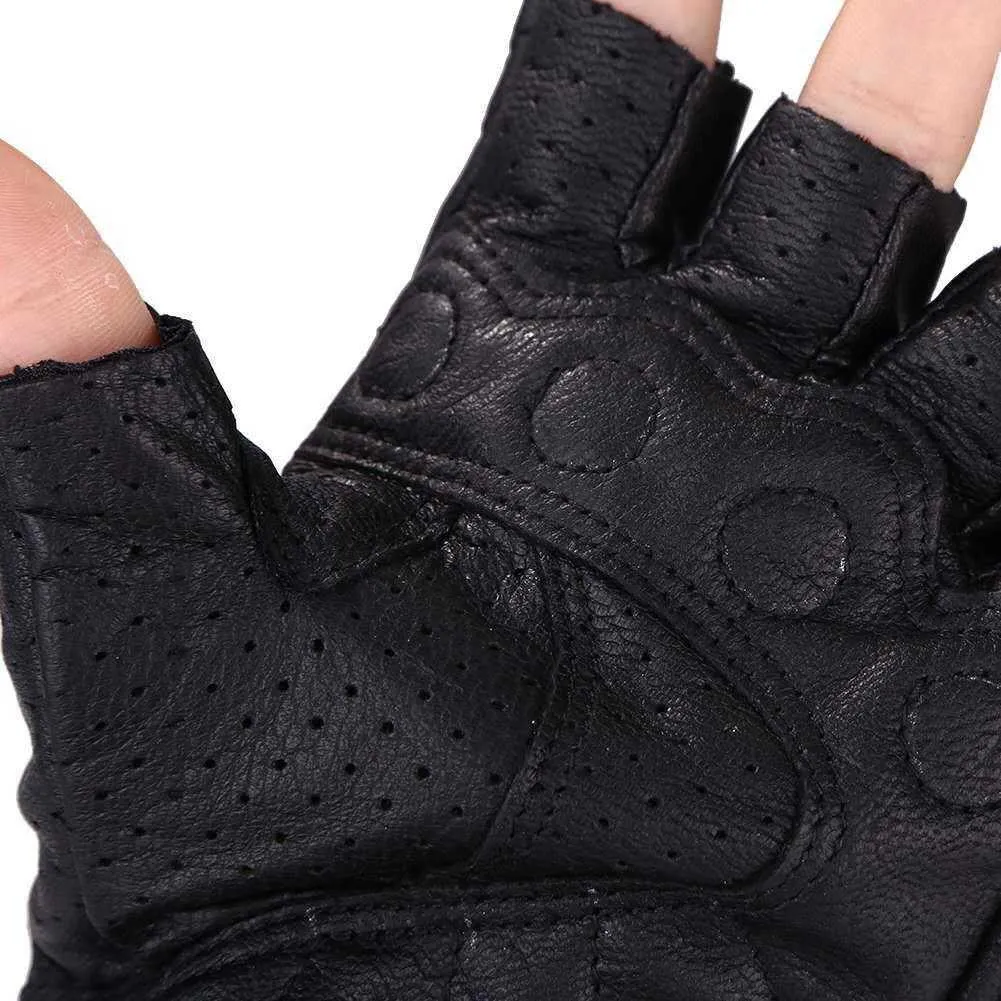 Motorcycle Gloves Leather Summer Breathable Half Finger Unisex Fingerless Glove For Moto Electric Scooter Bike Racing Cycling H1022