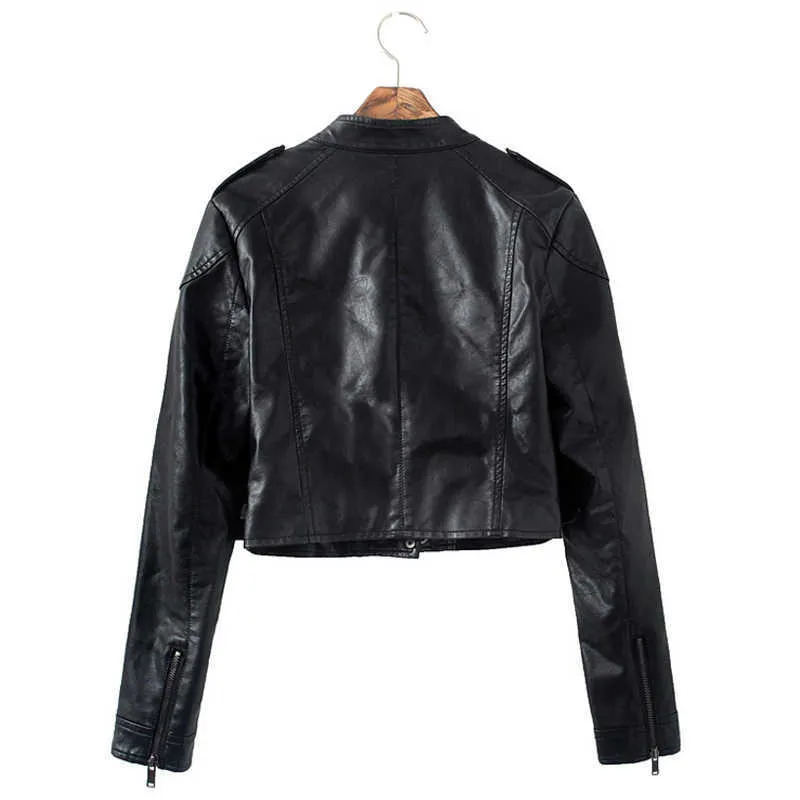 Ly Varey Lin Spring Women Faux Soft Leather Short Jacket Casual Zipper Biker Coats Female Slim Black Pu Outerwear 210526