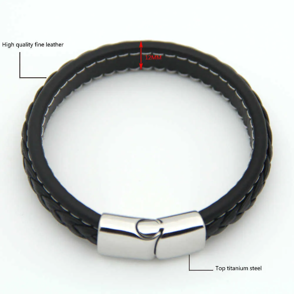 Luxurys Designers Bracelets Bangles Men Gift Black Genuine Leather Men039s Bracelets Knitted Magnetic Clasp Fashion Jewelry16240474875473