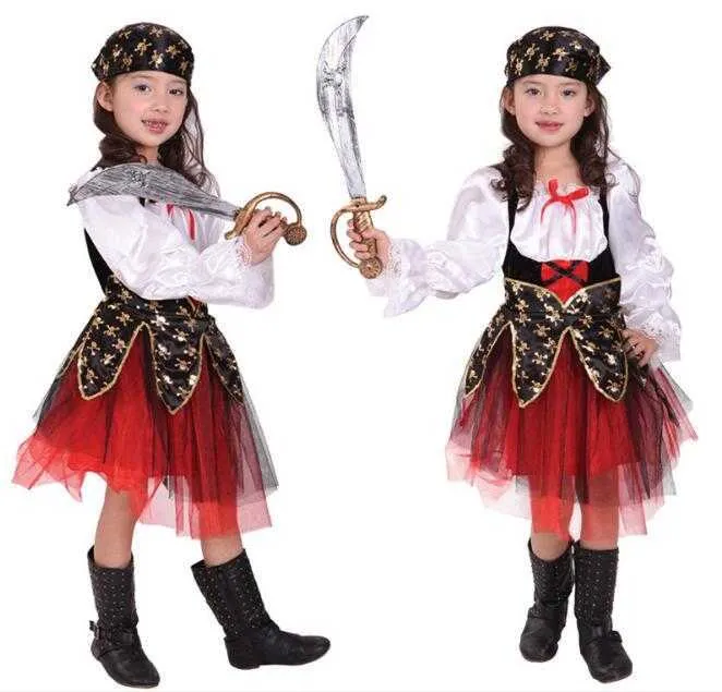 Urodziny dzieci chłopcy Pirate Costume Cosplay Zestaw Dla Dzieci Halloween Boże Narodzenie Dla Dzieci Fancy Party Dress Q0910