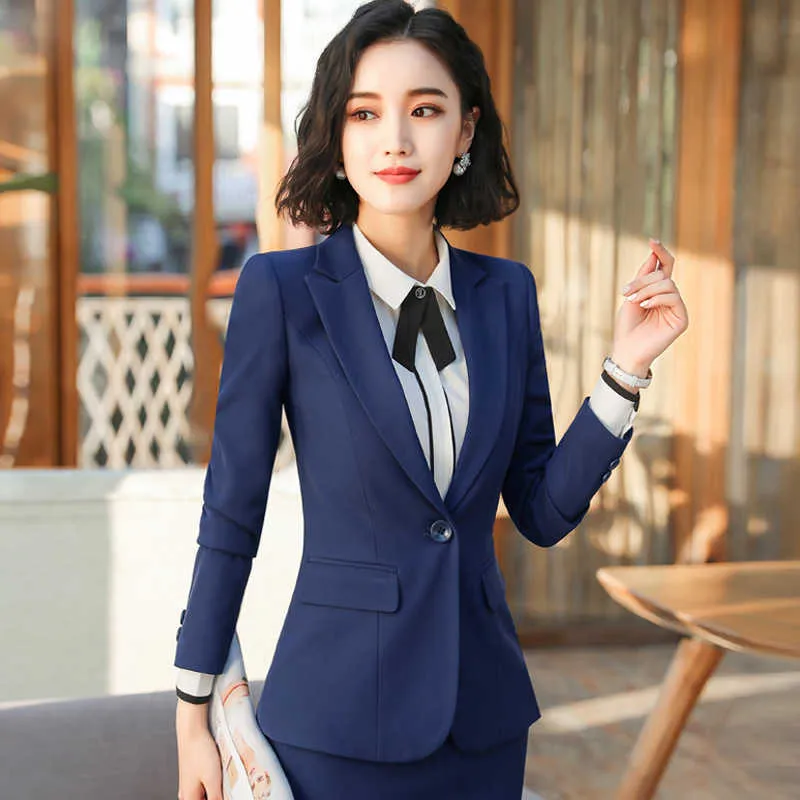 S-4XL Plus Size Women's Professional Business Recept Desk Formell Wear Black Jacket Slim Brousers 2-Piece Set 210527