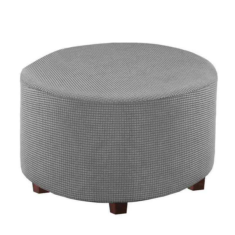 Washable Stretch Footrest Ottoman Cover Spandex Round Stool Slipcover Footstool Protector Chair for Living Bedroom 211207