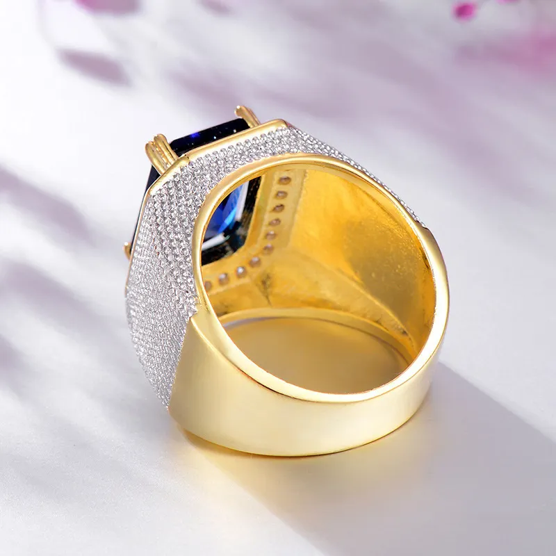Naturalny obsydian z poduszką cyrkonową pierścień diamentowy dla mężczyzn Fine Anillos de Bizuteria Anillos Mujer Biżuteria Gemstone2749
