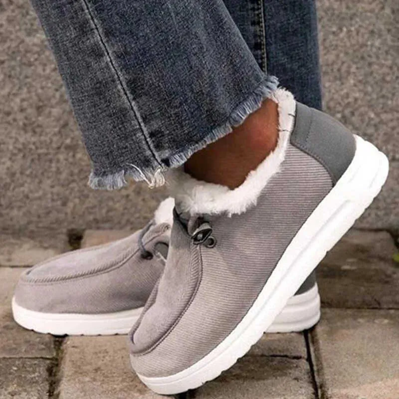2021 Winter Women boots Fur Warm Snow boots Comfortable Ankle Boots No-Slip Women Casual Flats Sneakers Plus Size 35-43 Y1018