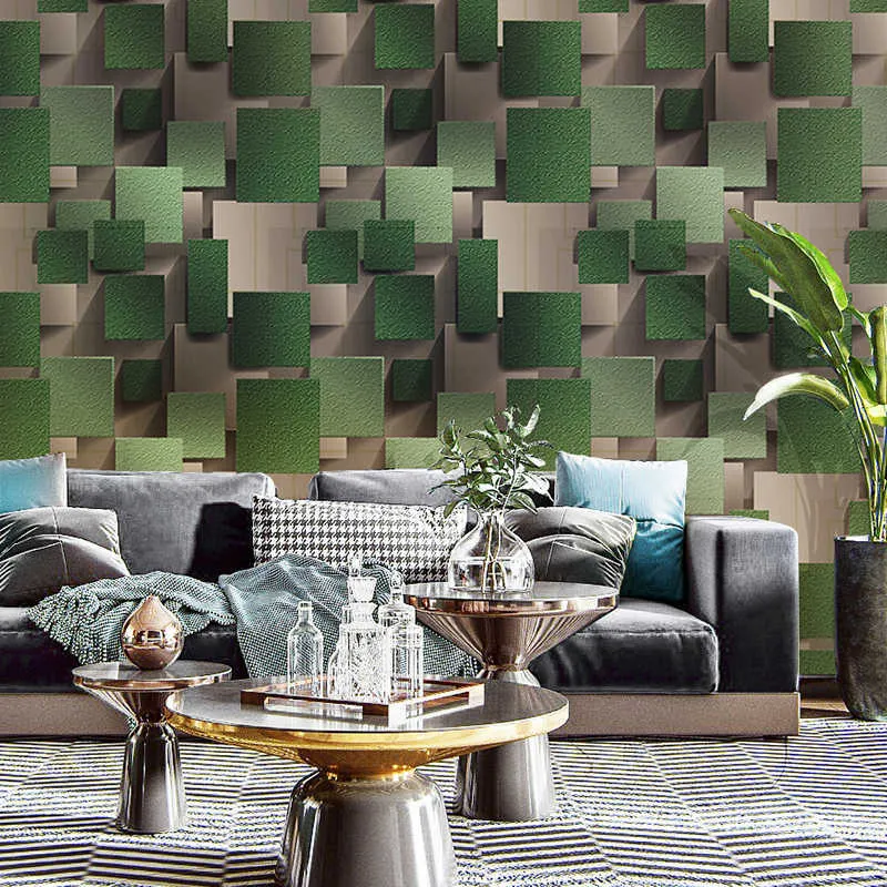 壁のためのモダンな3Dラティス不織布スエードの壁紙3Dリビングルームベッドルームテレビ背景壁紙の装飾Q281V