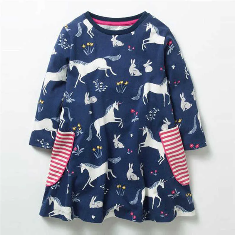 Jumping meters Appliques Bunny Toddler dresses girls clothing autumn baby long sleeve cotton polk dot Girls kids frocks 210529