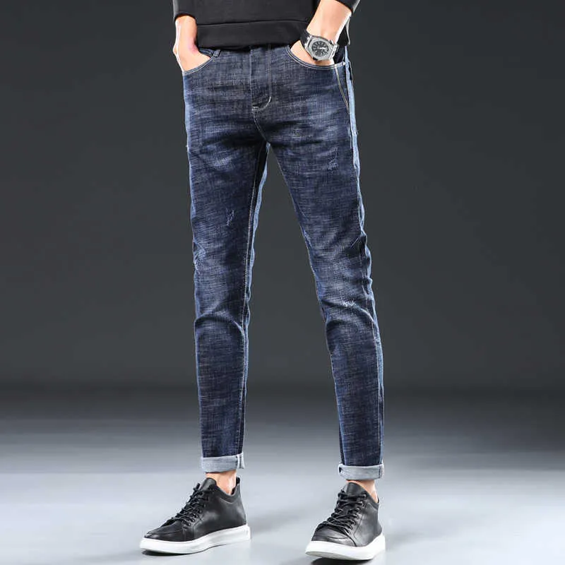 KSTUN Herren Jeans Marke Stretch 2021 Slim Fit Solide Blau Casual Denim Hosen Voller Länge Männliche Hosen Jeans Cowboys Jean hombre X0621