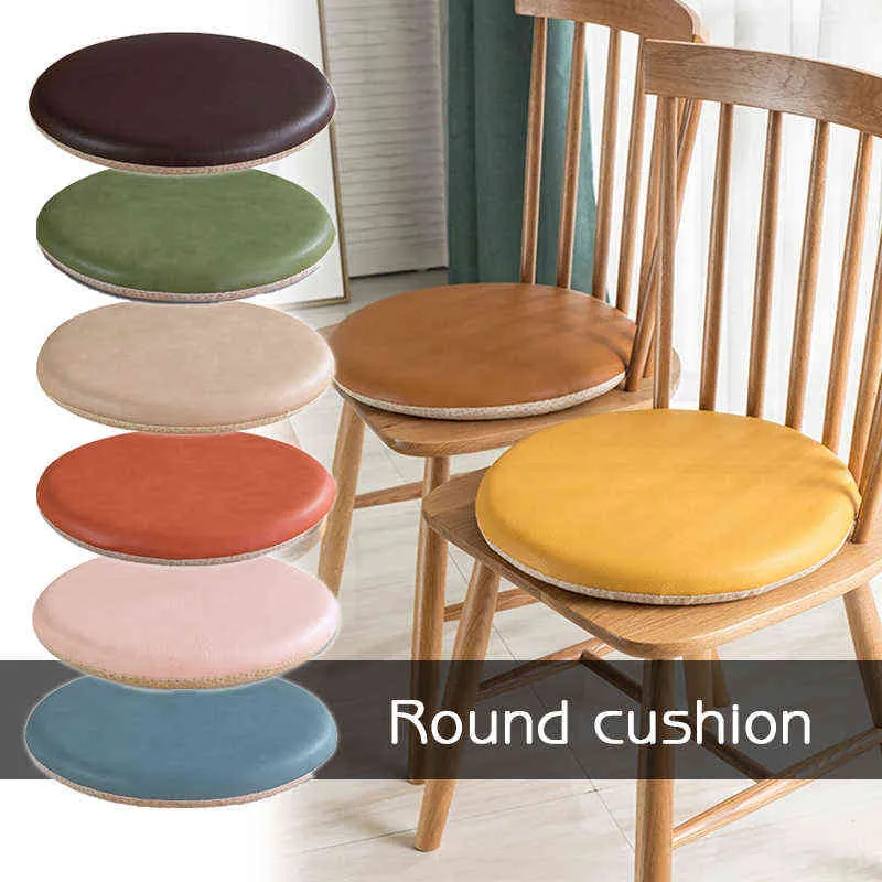 Simple Style Portable Indoor Dining Chair Cushions Home Office Kitchen Solid Round Leather Seat Cushion 2112037501878