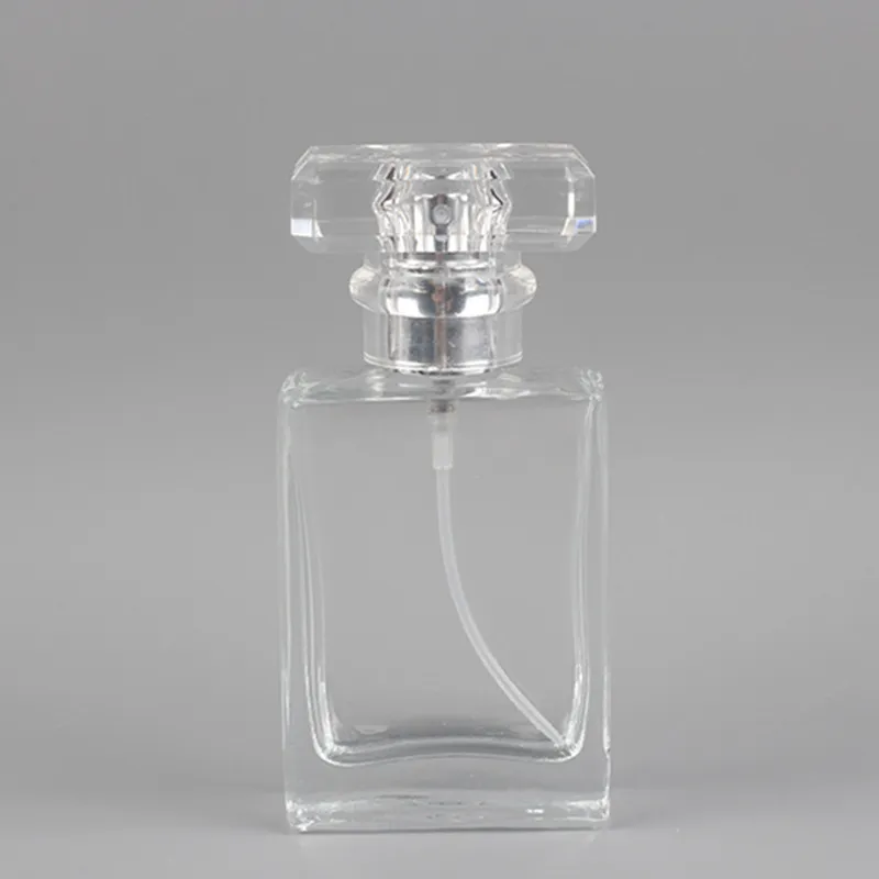 8パック30ml / 1 oz。スプレーアプリケータが付いている透明な香水瓶、携帯用正方形の空のガラス香水噴霧器のびん