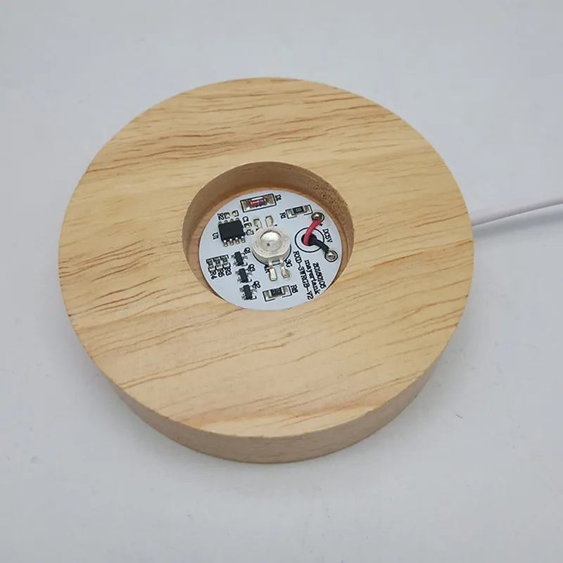 Porta di base rotonda in legno in legno 3D LED Accessori illuminazione illuminazione a sfera di vetro2480