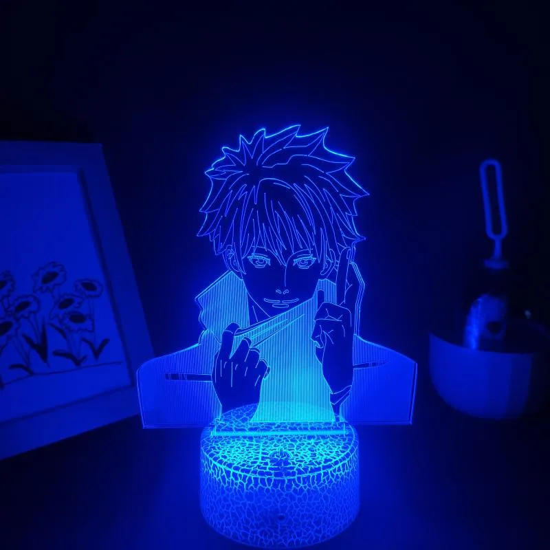 Light Lights Jujutsu Kaisen anime Figure Gojo Satoru 3D LED مصابيح RGB Neon USB غرفة نوم Decoration Decoration Manga Gift263L