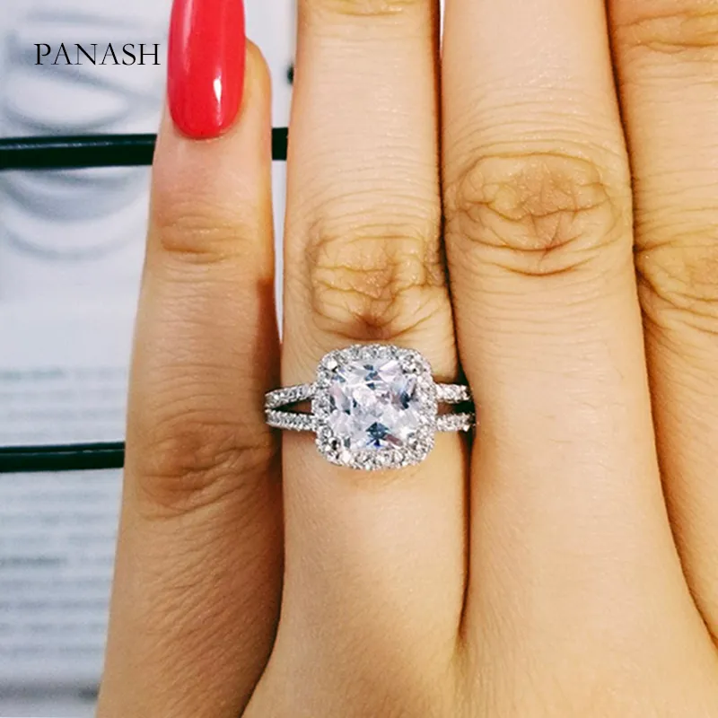 100% 925 Sterling Silver Engagement Bröllop Promise Ring för kvinnor Rosa Blå Fashion Finger Original Design Smycken R886