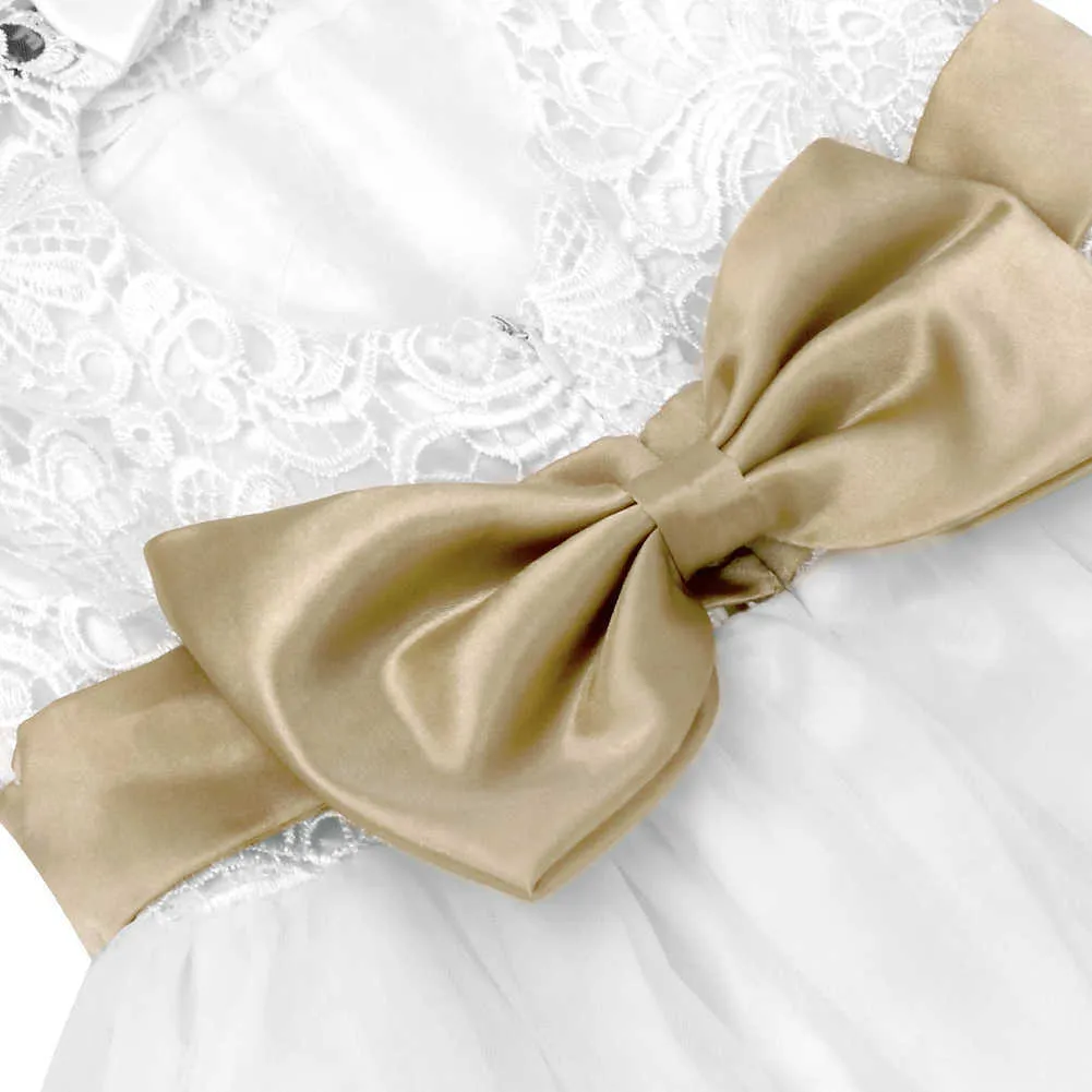 OYOLAN Çiçek Gelinlik Beyaz İlk Cemaat Resmi Dantel Prenses Prom Elbise Uzun önlükler Çocuklar Weddi için Resmi Elbise q0716