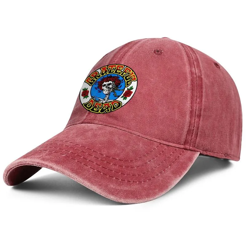 أنيقة ممتنة بالميت Dancing Bear Logo للجنسين DENIM Baseball Cap Hats قوس قزح أوروبا ممتنة جمجمة ميتة Rose White Th260f