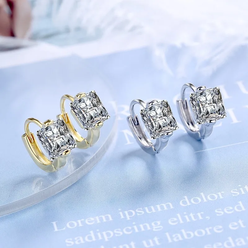 Silver 925 Earrings Solitaire 7mm CZ Zirconia Diamond Charm Stud Earring For Women Girl Sent Gift Box EH5897051895